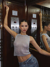 Round Neck shiny Skinny Glitter Tank Top